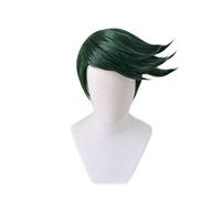 ydound Anime Coser Wig JoJo' S Bizarre Aventure Rohan Kishibe Green Perruques Courtes Cosplay Cosplay Costume Résistant à la Chaleur Hommes Synthétiques Hommes Halloween Parti Perruques
