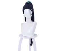 ydound Anime Coser Wig KDA Le Baddest Perruque de Cosplay Kaisa LOL KDA Cosplay Long Bleu mélangé de Queue de Cheval de Queue de Queue de Queue synthétique résistante à la Chaleur