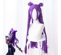 ydound Anime Coser Wig Lol k / da kaisa Cosplay Perruque de Cosplay for Femmes Longues Droites résistant à la Chaleur Synthetic Cheveux de Foi Costume de Costume tressé Perruque Violet