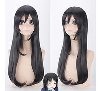 ydound Anime Coser Wig Love Live Nico Yazawa Cosplay Perruque Longue Droit Noir Synthétique Cheveux Synthétiques LoveLive Halloween Fête Costume Perruques for Femmes
