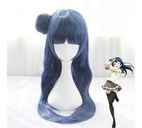 ydound Anime Coser Wig LoveLive! Sunshine Tsushima Yoshiko Wig Cosplay Cosplay Costume Love Long Long Blue Dark Blue Femmes Synthétiques Cheveux Halloween Party Rôle Perruques