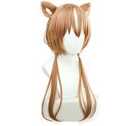 ydound Anime Coser Wig Minato Aqua Cosplay Perruque Girls Long 2 Tresses Rose Bleu Synthétique Hair Halloween Party Play+Cap ( Color : Brown White )