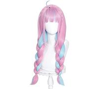ydound Anime Coser Wig Minato Aqua Cosplay Perruque Girls Long 2 Tresses Rose Bleu Synthétique Hair Halloween Party Play+Cap ( Color : Pink Blue )