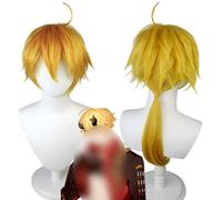 ydound Anime Coser Wig Perruque Genshin Impact, Perruque Anime Cosplay Thoma, Perruque Jaune avec Bonnet de Perruque Gratuit, for Halloween, fête, Carnaval, Vie Nocturne, Concerts, Mariages