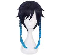 ydound Anime Coser Wig Perruque Genshin Impact, Perruque Anime Cosplay Venti, avec Bonnet de Perruque Gratuit, for Halloween, fête, Carnaval, Vie Nocturne, Concerts, Mariages