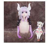 ydound Cosplay Wig 1: 1 Kobayashi-san Chi No Maid 80 cm Dragon Kamui Kanna Perruques Dégradé Couleur Cosplay Peluca Cheveux Accessoires Perruques Cornes Coiffure Accessoire KEEBON