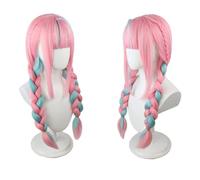 ydound Cosplay Wig Anime Cosplay Perruque, Femmes Mixte Bleu Rose Tresses Double Queue Cheveux Longs for Minato Aqua Jeu de Rôle Perruques avec Bonnet de Perruque, for la Fête Quotidien Halloween