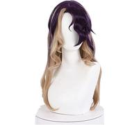ydound Cosplay Wig Coven Ahri Cosplay Perruque Cosplay Ahri Perruque Longue ondulée Violet Mixte Marron Perruque résistant à la Chaleur Cheveux synthétiques