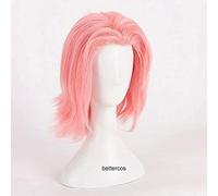 ydound Cosplay Wig Haruno Sakura Cosplay Perruques Courtes Perruque Rose Perruque + Perruque Synthétique résistant à la Chaleur