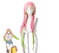 ydound Cosplay Wig Kanroji Mitsuri No Yaiba Cosplay Perruque Longue Queue de Cheval Cheveux synthétiques avec Bonnet de Perruque Gratuit (Kanroji Mitsuri)