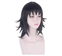 ydound Cosplay Wig Makomo Perruque Kimetsu no Yaiba démon Tueur Cosplay Noir Perruque Cheveux Agatsuma Zenitsu synthétique résistant à la Chaleur Cosplay Perruque