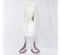 ydound Cosplay Wig Ombre Perruque Blanche avec des nattes for Genshin Impact Deux Tons dégradé Violet Anime Cosplay Perruques de Cheveux avec 2 queues de Cheval Frange + Casquette