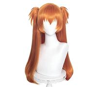 ydound Cosplay Wig Perruque Asuka Langley Cheveux Longs raides Orange for Femmes avec queues de Cheval Anime Cosplay