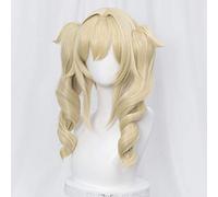 ydound Cosplay Wig Perruque Cosplay Blonde avec des nattes for Barbara Genshin Impact Filles Femmes Anime bouclés Lolita Perruques de Cheveux avec des queues de Cheval Frange + Casquette