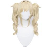 ydound Cosplay Wig Perruque Cosplay Blonde Double Queue de Cheval for Jeu Genshin Impact Lolita Femmes Cheveux Bouclés Harajuku (Barbara Gandolfi-Blonde)