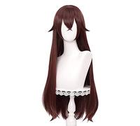 ydound Cosplay Wig Perruque Cosplay Brune Droite for Ambre Genshin Impact Femmes Longues Anime Naturel Doux Perruques de Cheveux de fête avec Frange + Casquette
