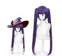 ydound Cosplay Wig Perruque Cosplay for Jeu Genshin Impact Purple Clip on Mona Costume Wigs, Lolita Gradient Party Harajuku Hair (Mona-Purple Ponytail)