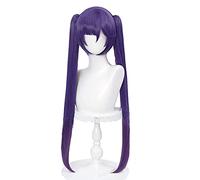 ydound Cosplay Wig Perruque Cosplay Violette for Mona Genshin Impact Anime Lavande Perruques de Cheveux raides avec des nattes séparées