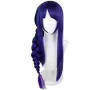 ydound Cosplay Wig Perruque de Cosplay Anime Genshin Impact Raiden Shogun Baal, avec Capuchon de Perruque Gratuit, for la fête d'halloween Carnaval d'halloween avec Perruque