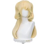 ydound Cosplay Wig Perruque de nattes Blondes for Fischl Genshin Impact Droite Anime Cosplay Lolita Perruques de Cheveux avec 2 queues de Cheval Frange + Casquette