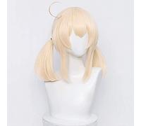 ydound Cosplay Wig Perruque de nattes Blondes for Klee Genshin Impact Droite Anime Cosplay Perruques de Cheveux avec des queues de Cheval Jumelles Frange + Casquette