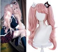 ydound Cosplay Wig Perruque Junko Enoshima + 2 Pinces Ours for Rose Cosplay avec queues de Cochon Lolita Halloween Perruques + Casquette