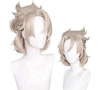 ydound Cosplay Wig Perruque tressée Blonde for Albedo Genshin Impact Cosplay, Courte, for Halloween, fête, Costumes
