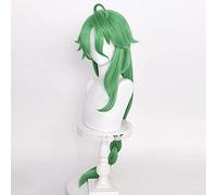 ydound Cosplay Wig Perruque tressée Verte for Genshin Impact Long Anime Cosplay Perruques de Cheveux avec Queue de Cheval Tresses Frange + Bonnet (Vert Baizhu)