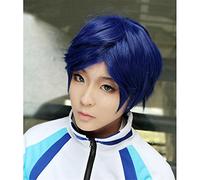 ydound Perruque Anime Coser Cosplay gratuite! Swim Club Rei Ryugazaki Perruques Corta Bleu Cosplay Party Mode Anime Costume humain Perruque complète Synthétique Haar Fibre résistante à la chaleur