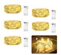 YdseozOA Lot de 5 lumières LED avec minuterie, 2 m, 20 LED, micro étanches, pour fête, Noël, mariage, Halloween, décoration de bouteilles, blanc chaud