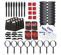 YdseozOA Lot de 72 pochettes de détective pour enfants avec agents, lunettes, stylo secret, carnet, loupe, détective, moustache, empreintes digitales, tampons encreurs, sacs cadeaux