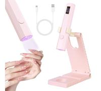 YdseozOA Mini lampe UV pour ongles en gel avec support, écran LED rechargeable, lampe pour ongles en gel, modes de minuterie 20 s/60 s, convient aux débutants et aux salons de bricolage.