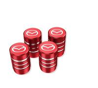 YdSoo Bouchon Valve Pneu Voiture pour Mazda MX-5 ND 2015-2023, 4 pièces/Paquet Métal Capuchon de Valve Auto Bouchons de Valve résistant à la Corrosion Accessoire Voiture,Red