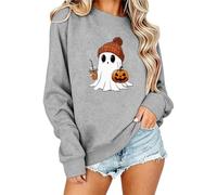 Ydsxlp Sweat-shirt d'Halloween pour femme Ghost Graphic Sweater, B-Gris, M