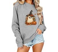 Ydsxlp Sweat-shirt d'Halloween pour femme Ghost Graphic Sweater, Gris, 3XL