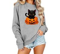 Ydsxlp Sweat-shirt d'Halloween pour femme Ghost Graphic Sweater, Gris C, S