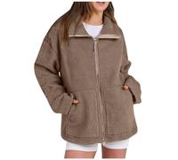 Ydsxlp Veste polaire pour femme - Automne et hiver - Fermeture éclair intégrale - Col montant - Manteau en peluche confortable - Chaud et moelleux - Manteau léger à manches longues - Manteau