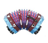 YDuupxe Accordéon Concertina Bleu Ciel, Bois Massif et Cuir, Dragonne Réglable, 20 Boutons pour Débutants et Interprètes (bleu ciel)