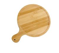 YDuupxe Assiette de Service à Pizza en Bois, Plateau à Pizza en Bambou de 14 Pouces avec Poignée Incurvée pour la Maison et le Restaurant (Pizzas 6po pour 5po)