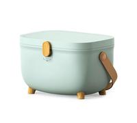 YDuupxe Boîte de Rangement Médicale Ovale en Plastique à Double Couche avec Poignée, Rangement Multi-grilles de Grande capacité pour la Maison, l'école, les Voyages, le Camping, la Randonnée (vert