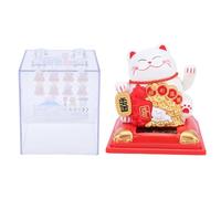 YDuupxe Bras Agitant de Chat Porte-bonheur, Statue de Chat Chinois à énergie Solaire avec Bras Agitant et Housse Anti-poussière pour Décorer les Ouvertures Commerciales de Voiture de (WHITE)