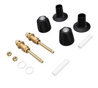 YDuupxe Douche Poignée Kit de Remplacement, Noir Mat Laiton Zinc Alliage | Ajustement de robinet de la série Windsor, tubes indicateurs de chaud et de froid inclus, bases à bride, anneaux de siège,