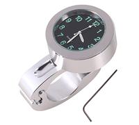 YDuupxe Horloge de Guidon de Moto, Aluminium argenté Résistant aux Chocs, étanche, avec Support à Anneau Fendu, pour Guidon Cruiser Chopper personnalisé de 7/8 à 1 Pouce