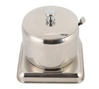 YDuupxe Pot D'assaisonnement en Acier Inoxydable 304, Boîte à Condiments de Style Européen avec Couvercle et Cuillère pour le Sel et le Sucre de Cuisine (L(13x7x2,6 cm/5,1x2,8x1 pouces))