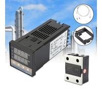 YDuupxe Régulateur de Température PID K Kit de Régulateur de Température Numérique Thermocouple Thermostat REX-C100, Bonne durabilité et économie d'énergie, Lecture Claire pour Four, avec SSR 25A