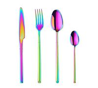 YDware Lot de 4 couverts colorés en acier inoxydable 304 pour la vie quotidienne Service pour 1, 1 fourchette de table, 1 couteau de table, 1 cuillère à café, passe au lave-vaisselle