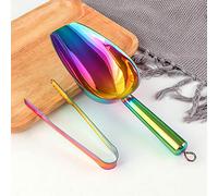 YDware Set de pinces à bonbons arc-en-ciel en acier inoxydable 1 pelle à glace et 1 pince à sucre pour bar, mariage, thé, fête et cuisine