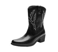 YDYAENIO bottes western cowboy Bottes de Cowboy occidentales classiques rétro for hommes, haut à la mode, broderie mi-mollet, chaussures décontractées rehaussées for
