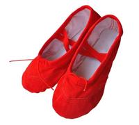 YDYAENIO Chaussures d'exercice d'intérieur en Cuir de Couleur Unie, Pantoufles de Pratique de Yoga, Chaussures de Danse de Ballet en Toile for Enfants, Filles, Femmes et Enfants(Red,41 EU)