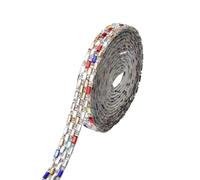 YDYAENIO Crystal Rhinestone Ribbon Ruban strass rectangulaire multicolore, 1 mètre, auto-adhésif, cristal diamant paillettes,d'habillage, ceinture de bricolage pour Bricolage Décoration DIY(Color1)